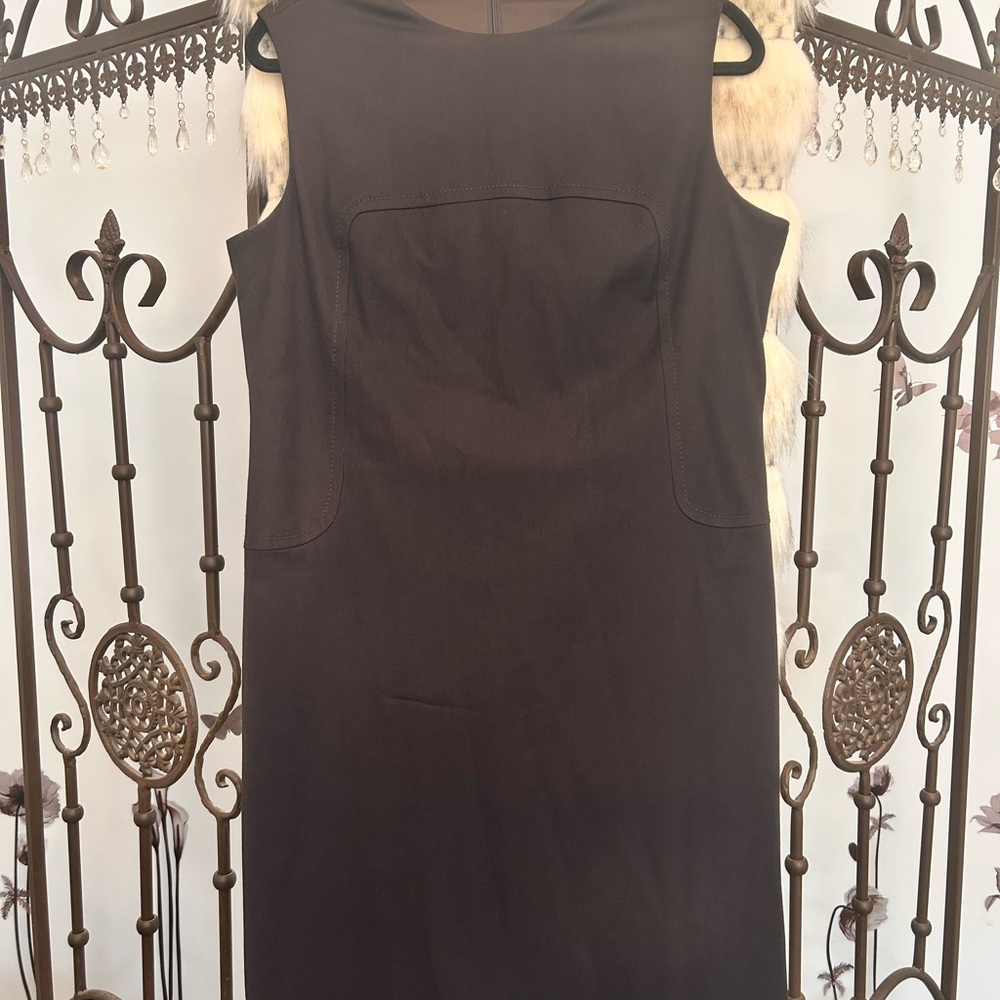Elie Tahari Black Sheath Midi Dress Cowl Neck Sleeveless
